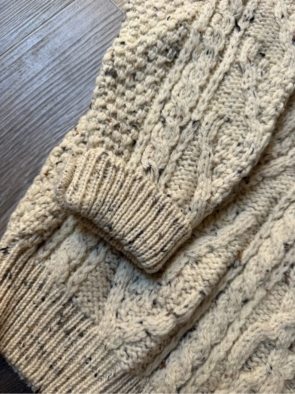 Wool Scottish Chunky Cable Knit Sweater - Cream